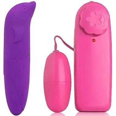 Imagem de Vibrador Feminino Ponto G Golfinho a Prova Dágua Lilas e Bullet Massageador Estimulador Clitóris Rosa Sex Shop
