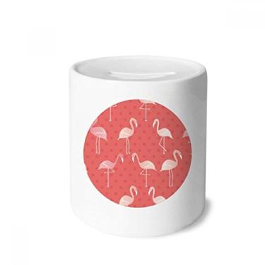 Imagem de DIYthinker Caixa de cerâmica com estampa de flamingo, cor rosa, porta-moedas, presente de cofrinho
