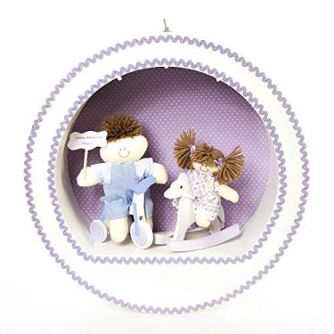 Imagem de Potinho de Mel Nicho 3 Leds Menina Com Irmão Quarto Bebê Infantil Menina Menino Lilás