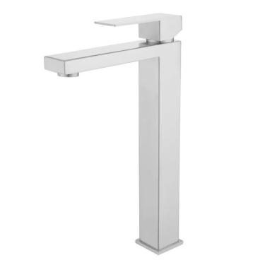 Imagem de Torneira Banheiro Monocomando Quadrada Alta Aço Escovado