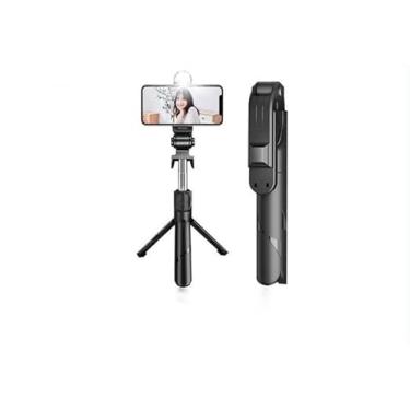 Imagem de Bastão Pau de selfie Tripé Retrátil Com Luz de LED Controle Disparador Multifuncional Sem Fio Bluetooth Dobrável Extensível Para Celular