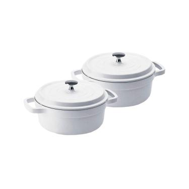 Imagem de Kit Conjunto Caçarola Hercules Revestimento Ceramico Indução Branca 4,3L + 4,3L