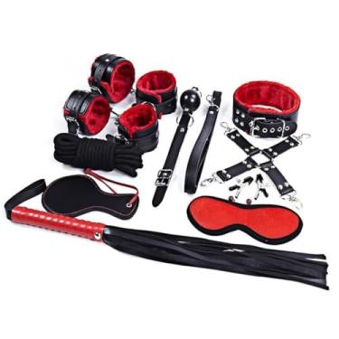 Imagem de Kit Algemas Sexuais Conjuntos Para Jogos Eróticos kit 11 peças (Vermelho)