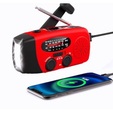 Imagem de Cepan Rádio Meteorológico AM FM NOAA com Manivela Solar de Emergência, Power Bank 1000 mAh para Celular e Smartphone, Lanterna LED