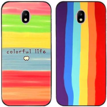 Imagem de 2 peças colorido vida arco-íris impresso TPU gel silicone capa de telefone traseira para Samsung Galaxy todas as séries (Galaxy J5 Pro 2017 J530)