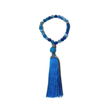 Imagem de Japamala 27 Contas Ágata Azul Natural Tassel Buda