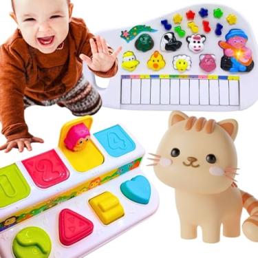 Imagem de Kit Educativo Piano Fazendinha + Turminha Pop-Up para Bebês 1 Ano Brinquedos Pedagógicos com Sons, Música e Interatividade, Estímulo ao Desenvolvimento Cognitivo, Motor e Sensorial, Ideal para Presentes, Escolas, Creches e Atividades Educativas Diárias, Promove a Coordenação Motora, Aprendizado Musi