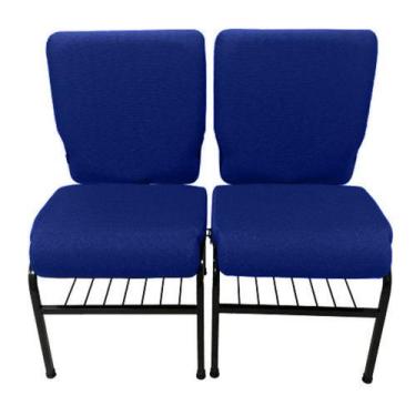 Imagem de 02 Cadeiras para Igrejas c/ Porta Biblía e Porta Cálice Azul - Design 
