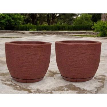 Imagem de Kit de 2 vasos cone para planta decorativo grafiato de luxo em polieti