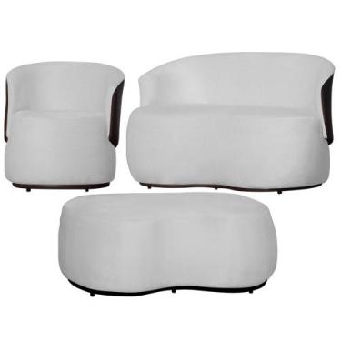Imagem de Kit 1 Poltrona 1 Namoradeira e 1 Puff Grande Suede Estilo Orgânico Bea