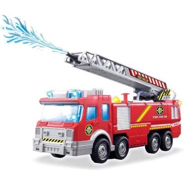 Imagem de Brinquedo Caminhão de Bombeiros Infantil Bate E Volta Com Luz Som E Jo