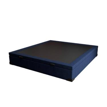 Imagem de Base para Cama Box Casal Guldi com Baú Linho (47x138x188 cm) Azul Marinho