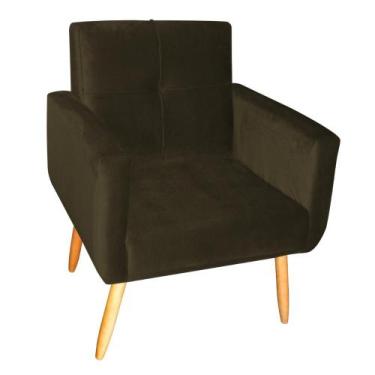 Imagem de Poltrona Decorativa para Sala Lilian Veludo Turkey Marrom - Mais de Ca