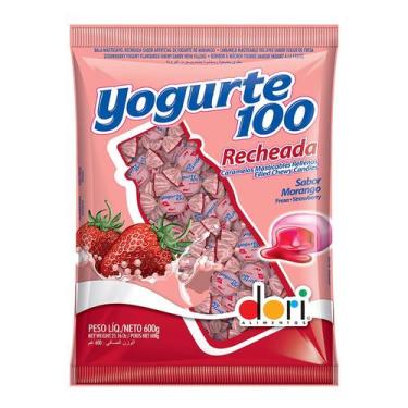 Imagem de Bala Mastigável Recheada Morango Yogurte100 600gr - Dori