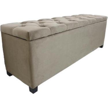 Imagem de Puf Baú Estofado Modelo Capitonê Tamanho de Casal 140x40x45cm Cor Marr