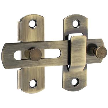 Imagem de Alise Fechaduras de porta de segurança para cercas de madeira de celeiro portas francesas deslizantes, ferragens de aço inoxidável resistentes, bronze antigo, MS9001-Q