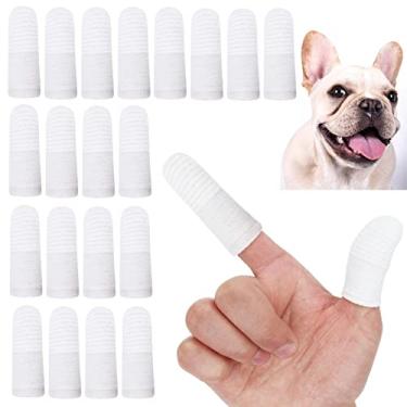 Imagem de PenVinoo 20 escovas de dentes para cães, animais de estimação, escova de dentes de gato, lavável, confortável e durável, 1 conjunto para 2 dedos (20)