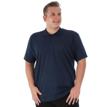 Imagem de Camisa Polo Plus Size Masculina Anistia Lisa Básica Marinho, Azul mari