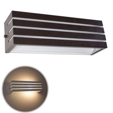 Imagem de Kit 3 arandelas frisada 30cm para lâmpada e27 luminária marrom st731 -