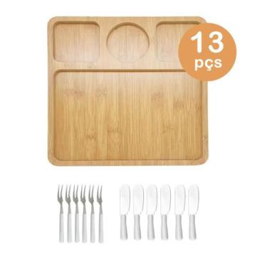 Imagem de Kit 13pçs Petisqueira Tábua frios petiscos garfo e espátula - Clink