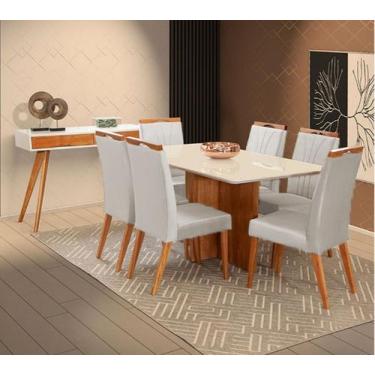Imagem de Mesa de jantar + 6 cadeiras Milão Tampo Atenas 160 cm A 12 - Gran Deco