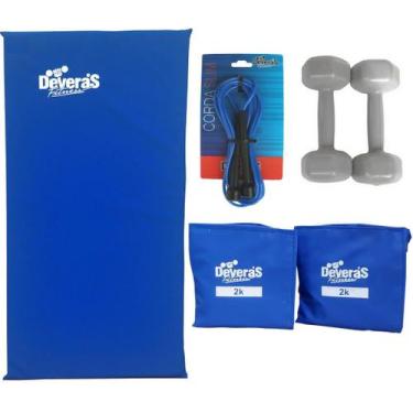 Imagem de Kit: Tornozeleiras 2 kg + Colchonete + Corda Slim + Halteres 1 kg - De