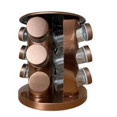 Imagem de Porta Condimentos Vidro e Inox Rose 12 Peças 12x19cm - Lilian Design