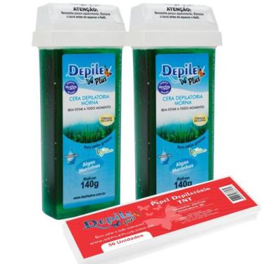 Imagem de 2 Roll-on Cera Depilatória Algas Marinhas+ Papel Depilatório - Depile 