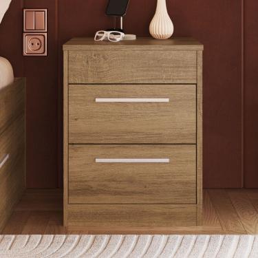 Imagem de Mesa de Cabeceira Lock 2 Gavetas Marrom - Art In Móveis