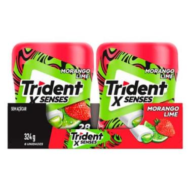 Imagem de Goma de Mascar Trident X-Senses Morango Lime c/6 - Adams, Morango