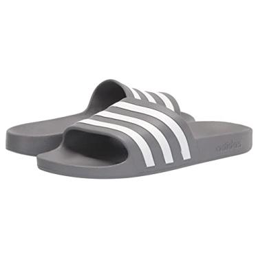 Imagem de adidas Sandália unissex Adilette Aqua Slides, Cinza/branco/cinza, 6 Women/5 Men