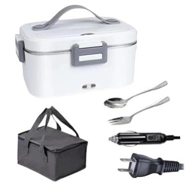 Imagem de ＫＬＫＣＭＳ Lancheira elétrica aquecida, aquecedor de almoço, lancheira à prova de vazamentos, leve, para uso em carro e casa, inclui talheres e bolsa para