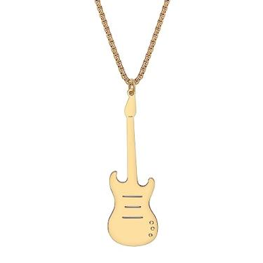 Imagem de YINYA Colar de aço inoxidável engraçado para baixo com pingente de ouro 18K, joia de instrumento musical para mulheres, presentes de guitarrista, Medium, Aço inoxidável, Sem Pedra Preciosa