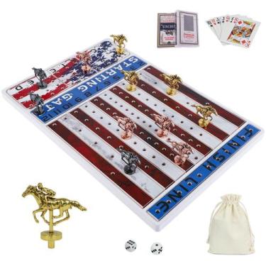 Imagem de Jogo de tabuleiro de corrida de cavalos NRZSSN com 11 cavalos de metal