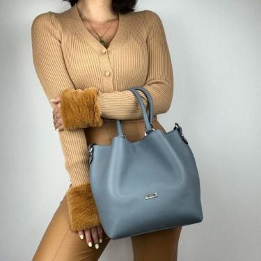 Imagem de Bolsa recuo em couro legítimo b.886, Azul fosco