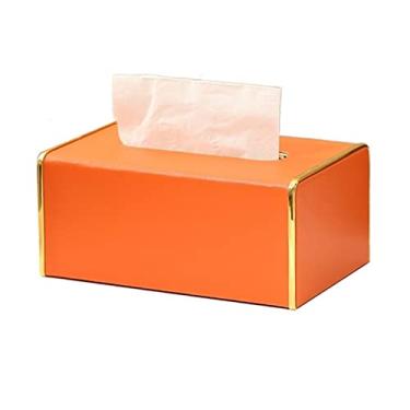 Imagem de Caixa dispensador de lenços caixa de lenços casa sala de estar caixa de papel caixa de guardanapo de couro de luxo leve prática caixa de lenços faciais suporte de caixa de lenços (cor: B) (C)