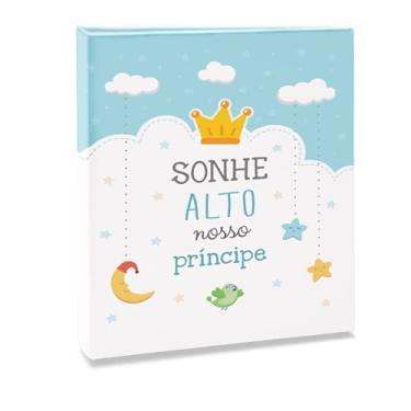 Imagem de Álbum de fotos Ical, encadernação fichário, para 60 fotos 15x21cm - envelope plástico branco - linha Bebê - modelo azul-claro sonhe alto - 91