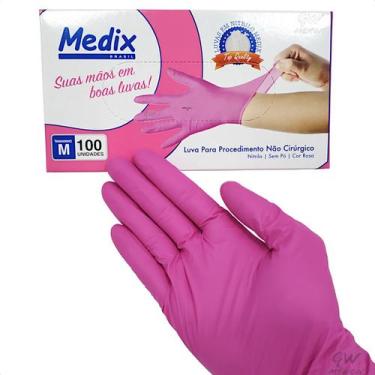 Imagem de Luva Nitrilica Descartavel Sem Po Cor Rosa Caixa 100un PP P M G Nitril