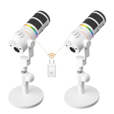 Imagem de COMICA D10 Pro D Combo XLR USB Microfone Dinâmico com Receptor, Suporte para Microfone de Mesa para Jogos/Gravação de TikTok/Podcast, Suporte para Botão de Silenciamento de luz RGB para PC, Smartphone