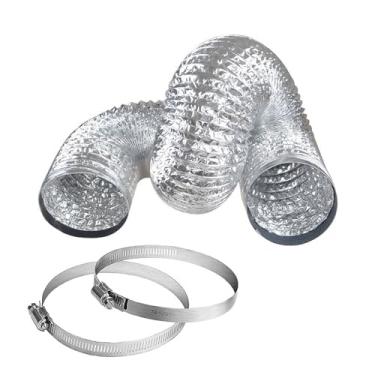 Imagem de Mangueira de duto de alumínio flexível, 1,5 m-5 m, Ø80-200 mm, para secadoras, exaustores, AC, 2 grampos inoxidáveis incluídos, resistente ao calor (150 mm e 5 m)