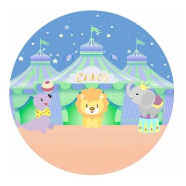 Imagem de Painel Redondo 3D Sublimado Circo Azul Frd-4899