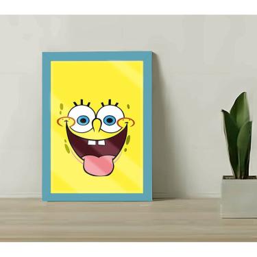 Imagem de Quadro Infantil Bob Esponja Sala Quarto C/ Vidro 33x25cm A4