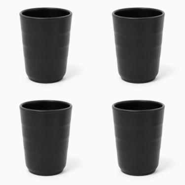 Imagem de 12 Copos de Melamina Preto 300ml Resistente Elegante Durável - Riodeou