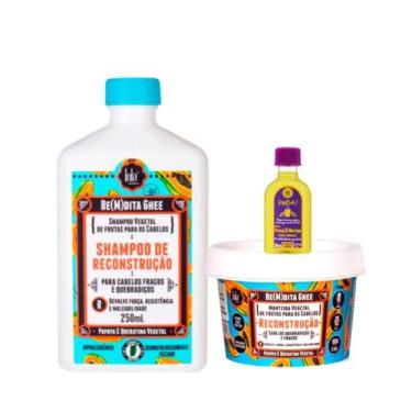 Imagem de Kit Lola Bemdita Ghee Reconstrução Sh 250ml + Masc 100ml + Pinga! Óleo