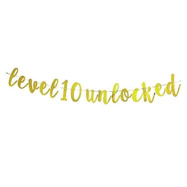 Imagem de Banner desbloqueado nível 10 - Sweet 10, tema do jogo Happy 10th Birthday/Anniversary Party Supplies, decoração de festa de 10º aniversário para meninos e meninas