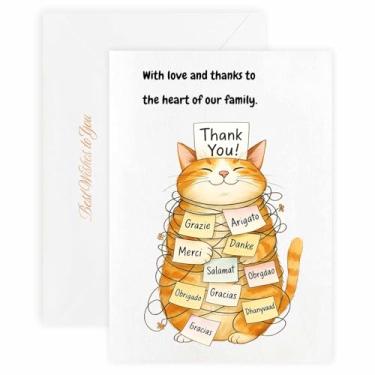 Imagem de MAGJUCHE Cartão de agradecimento para avó – Selo de cera elegante e envelope, papel 300 g/m², impressão vívida de 600 DPI, 5 x 7 polegadas, design de gato grande