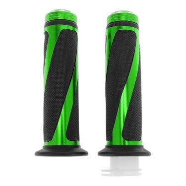 Imagem de TUCKBOLD Kit de capa de punhos de motocicleta de 22 mm 15/40.6 cm 24 mm kit de capas de guidão de borracha de liga de alumínio antiderrapante para motocicleta, scooter, bicicleta, quadriciclo, verde