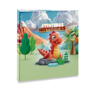Imagem de Álbum de fotos Ical, encadernação tradicional, para 120 fotos 10x15cm - envelope plástico transparente - linha Infantil - modelo baby dinossauro - 195