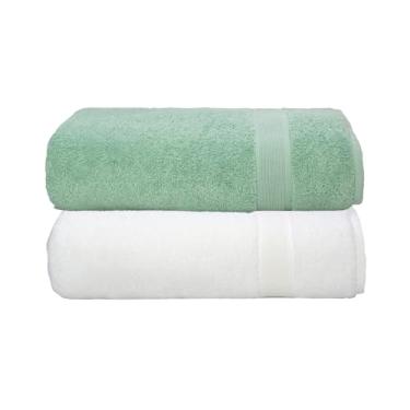 Imagem de Kit Jogo Toalhas De Banho, 2 Pe�as, �cone - Camesa, 100% Algod�o Premium, 70x140cm, Alta Absor��o, Toque Extra Macio Luxo, 500 g/m� - ALTIHAUS (Branco/Piscina)