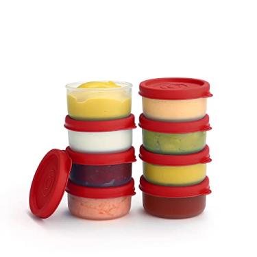 Imagem de SIGNORA WARE Copos Para Condimentos Com Tampas - Pacote 8 Recipientes De 1,3 Oz. Molho Salada Viagem, Pequeno Recipiente Armazenamento Alimentos, À Prova Vazamento, Plástico Reutilizável, Sem Bpa, L